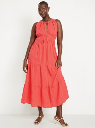 Fit & Flare Crinkle Gauze Maxi Dress | Old Navy (US)