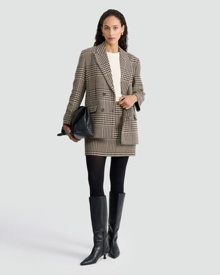 The F&F Edit Check Print Double Breasted Blazer in Brown | Tesco F&F