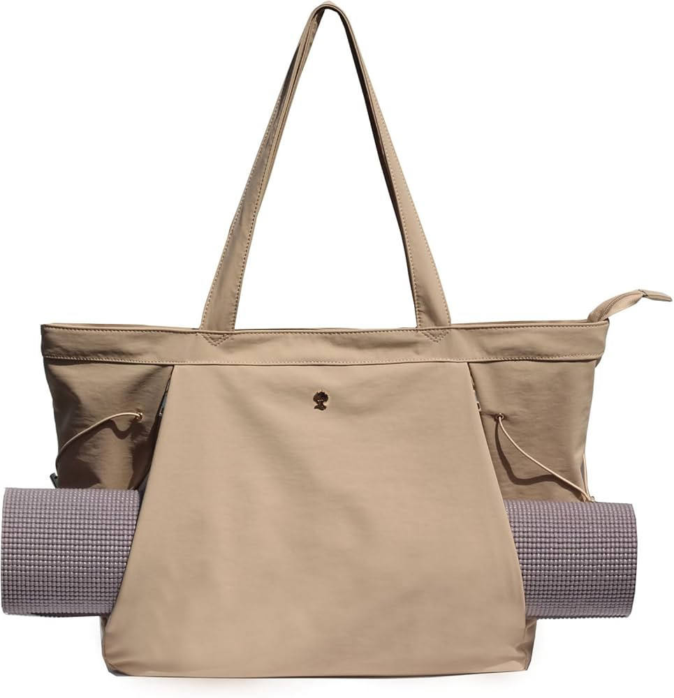 ESVAN Yoga Tote Bag for Women Shoulder Bags Drawstring for Office Workout Travel Carryall Pilates... | Amazon (US)