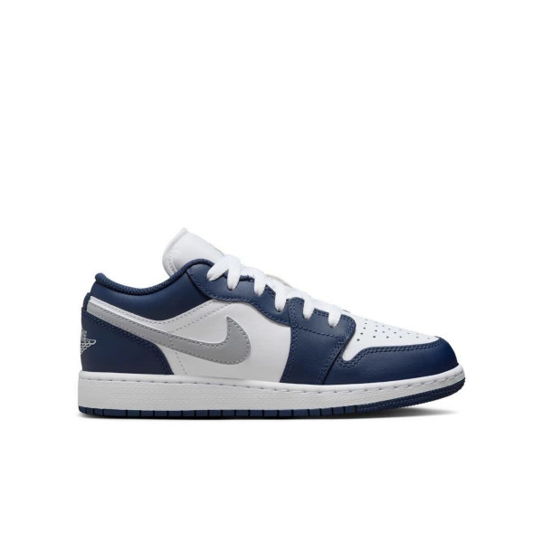 Kids' Jordan 1 Low Shoes Big 4 Regular White/Wolf Grey/Midnight Navy | Scheels