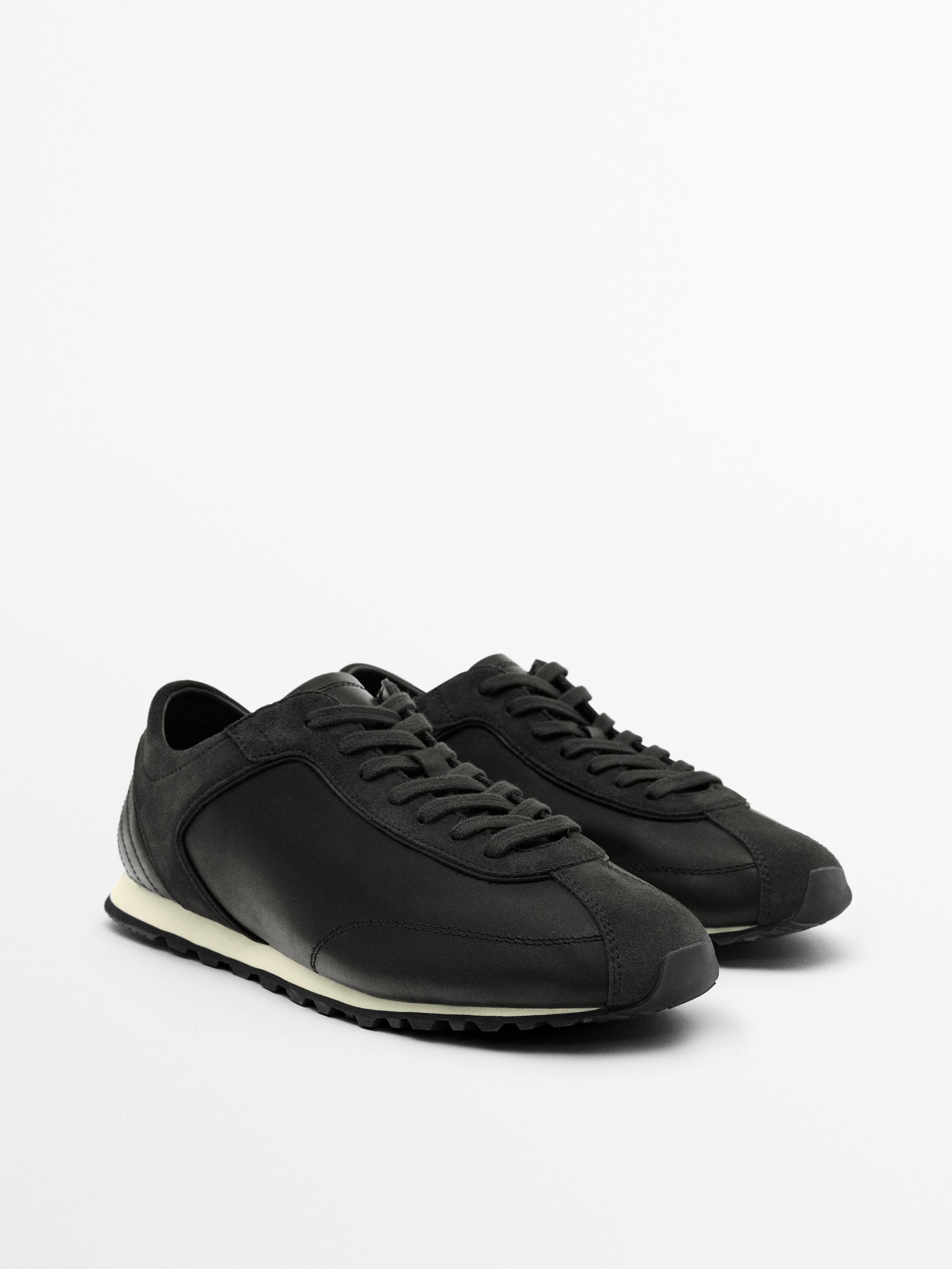 Leather trainers with thin sole | Massimo Dutti US