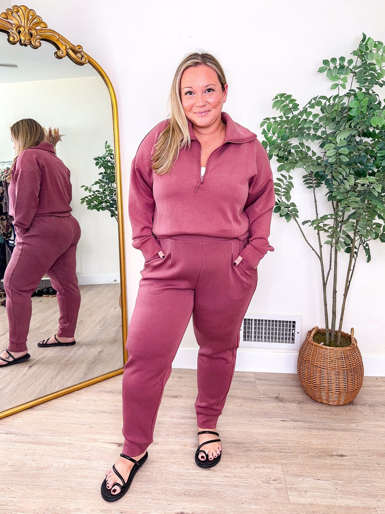 #walmartpartner #walmartfashion @walmartfashiom
The most luxe lounge set in the most gorgeous color! Perfect for fall! Great for everyday wear and travel! Wearing size LARGE in both the top and the joggers. Sandals run tts. 

Walmart finds, travel outfit, lounge wear, matching set, Walmart outfit, petite style, mom style, casual outfit, fall outfit, fall style 

#LTKPetite #LTKMidsize #LTKFindsUnder50