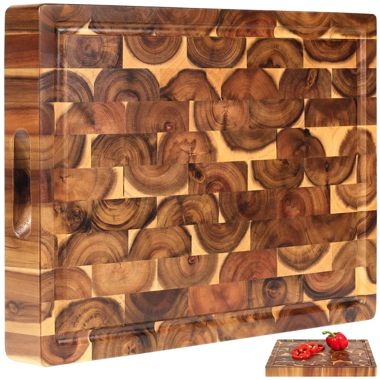 Cutting Board (17x13x15in) End Grain Cutting Board, Acacia Wooden Cutting Board, Butcher Block, C... | Walmart (US)