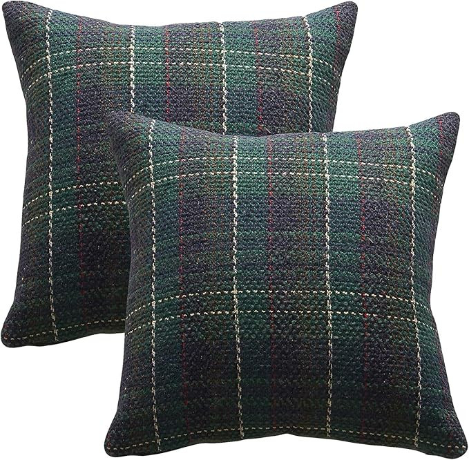 Christmas Knitting Wool Checkered Pillow Cover Set of 2 Xmas Decor Farmhouse Throw Pillow Covers ... | Amazon (US)