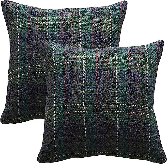 Christmas Knitting Wool Checkered Pillow Cover Set of 2 Xmas Decor Farmhouse Throw Pillow Covers ... | Amazon (US)