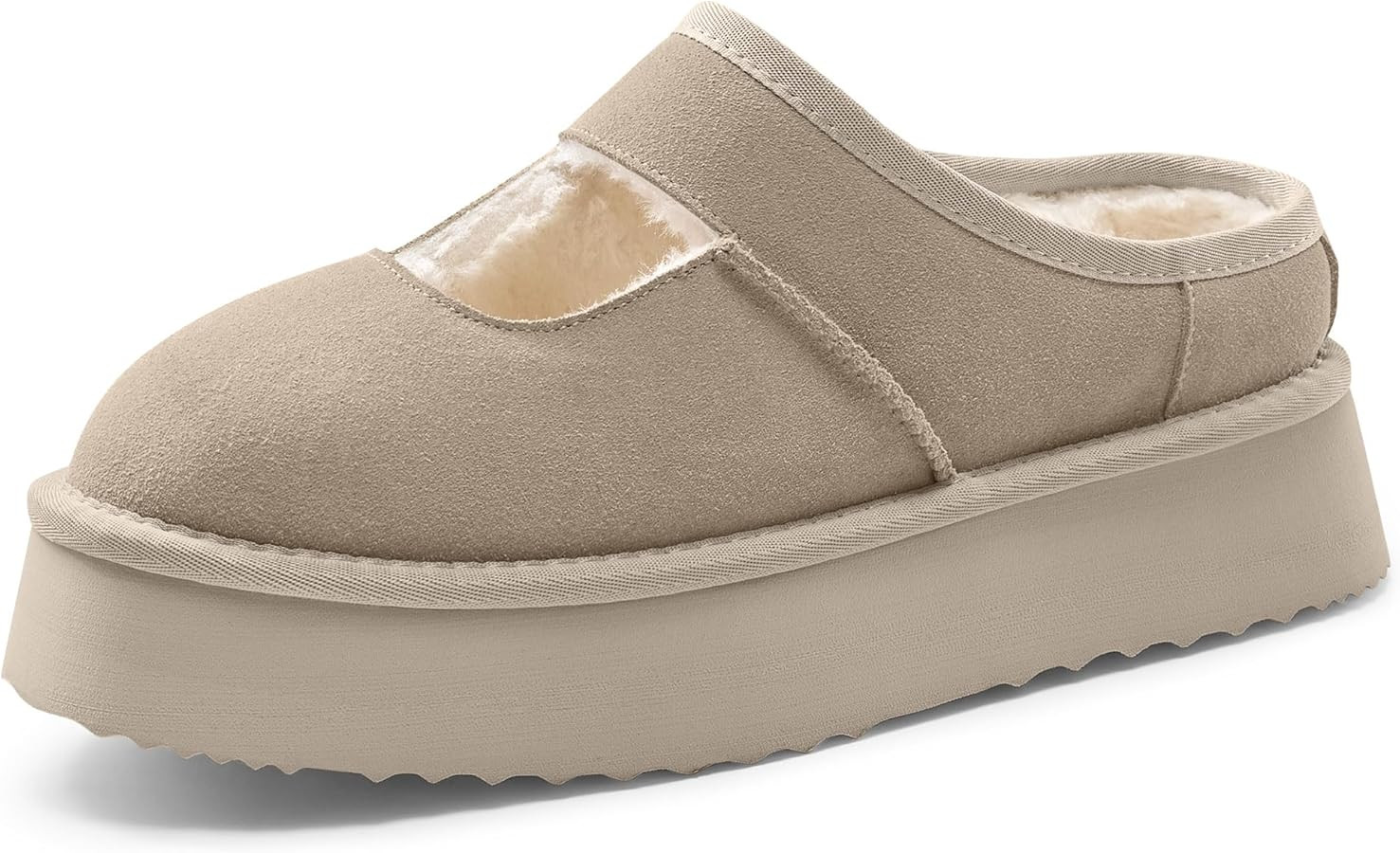 Vilanva Platform Slippers for Women Cozy Fur Lined Slip on Mary Jane Winter Shoes Warm Comfy Hous... | Amazon (US)