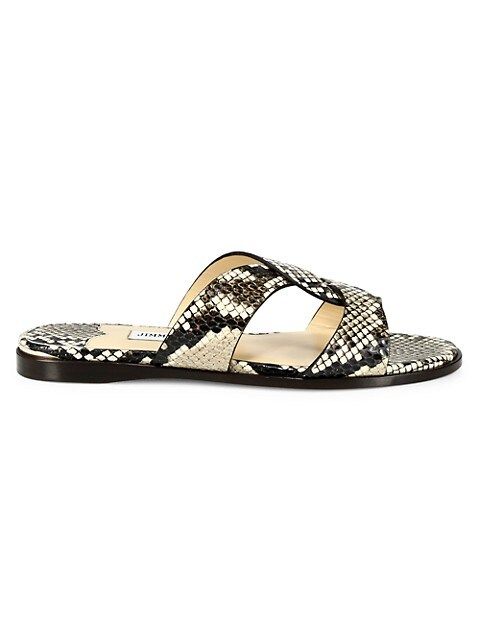 Atia Snakeskin-Embossed Leather Slides | Saks Fifth Avenue