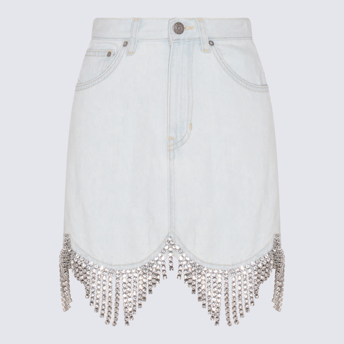 AREA Light Blue Cotton Blend Denim Skirt | Italist.com US