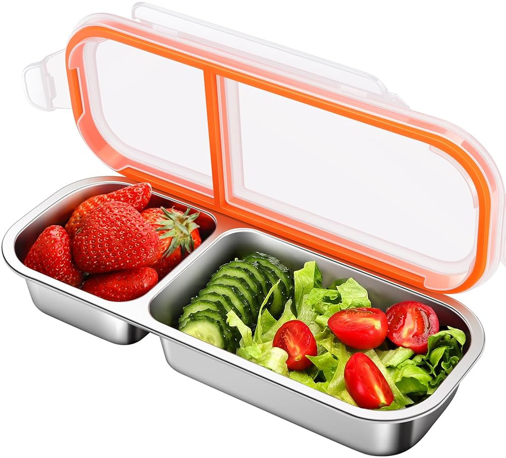 KTKUDY Stainless Steel Snack Container for Kids & Adults - Leek Proof Metal Bento Lunch Box with ... | Amazon (US)