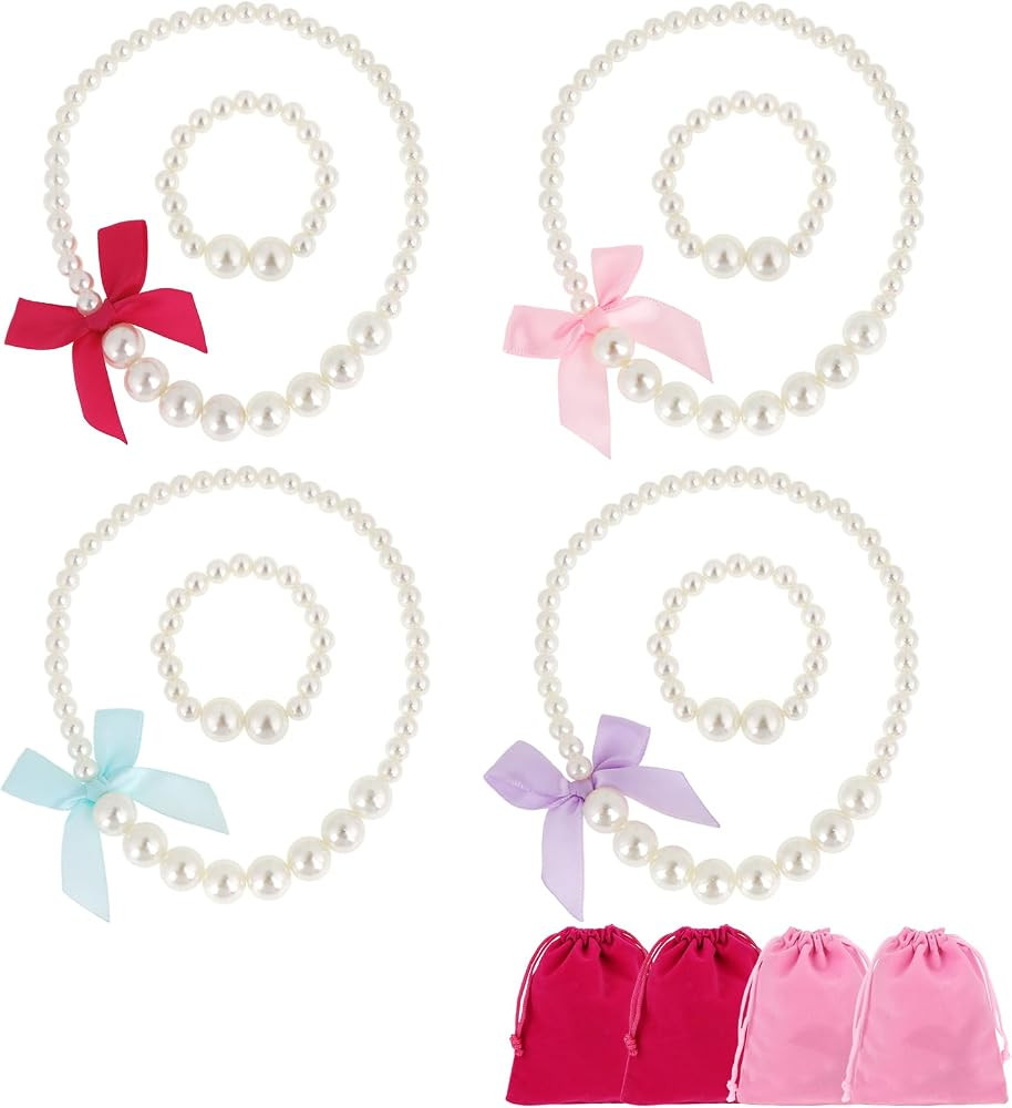 kilofly Princess Party Favor Jewelry Value Pack, Necklace & Bracelet, 4 Sets | Amazon (US)