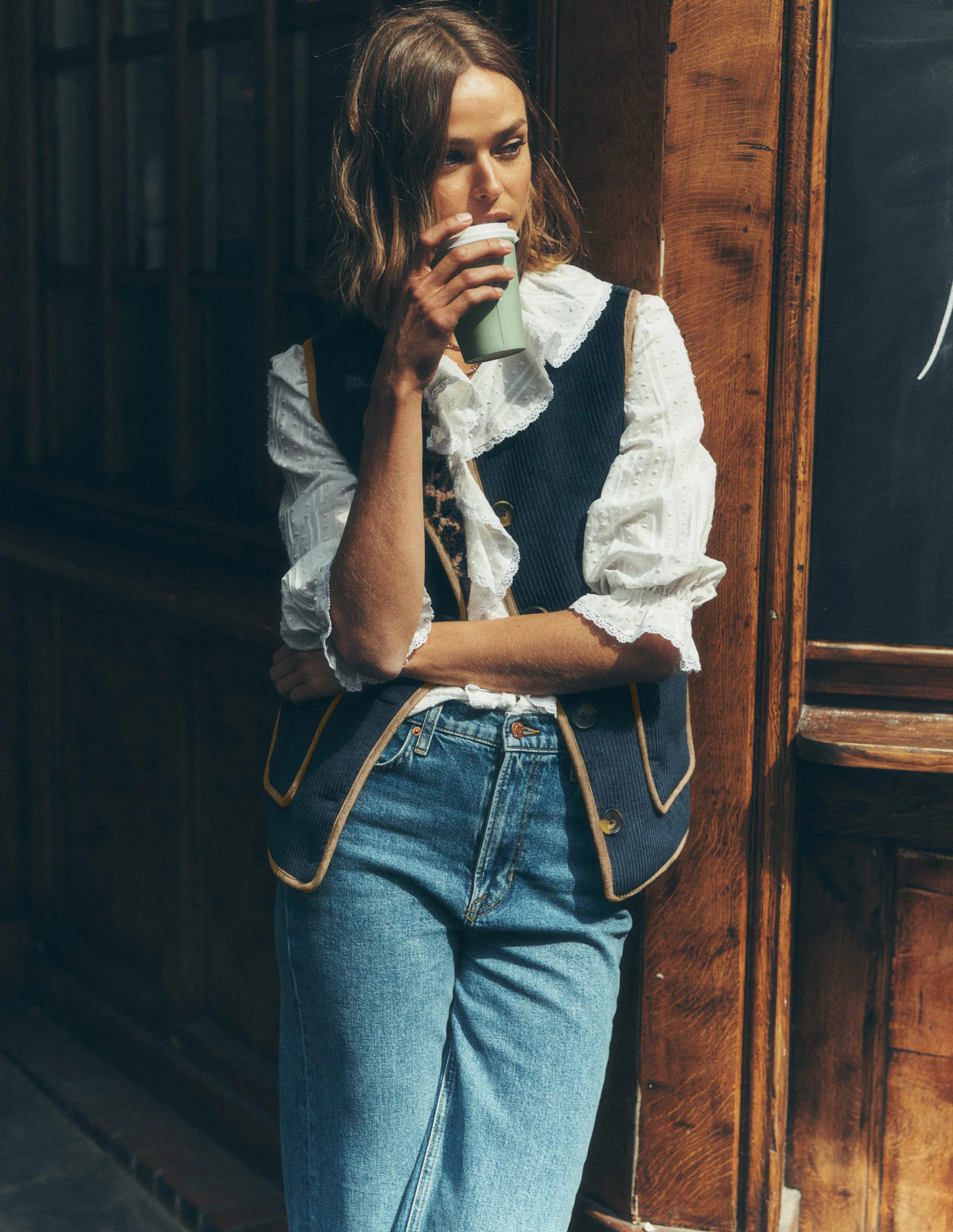 Clerkenwell Reversible Gilet-Navy, Leopard | Boden (US)