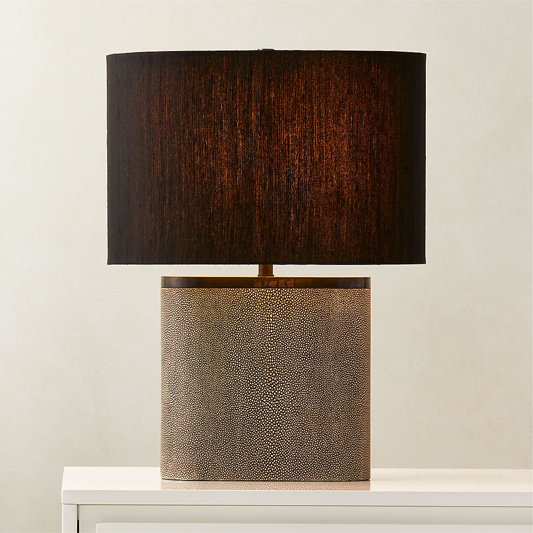 Clair Black Shagreen Leather Modern Table Lamp with Black Shade + Reviews | CB2 | CB2