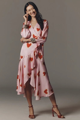 Never Fully Dressed Mesh Heart Wrap Maxi Dress | Anthropologie (US)