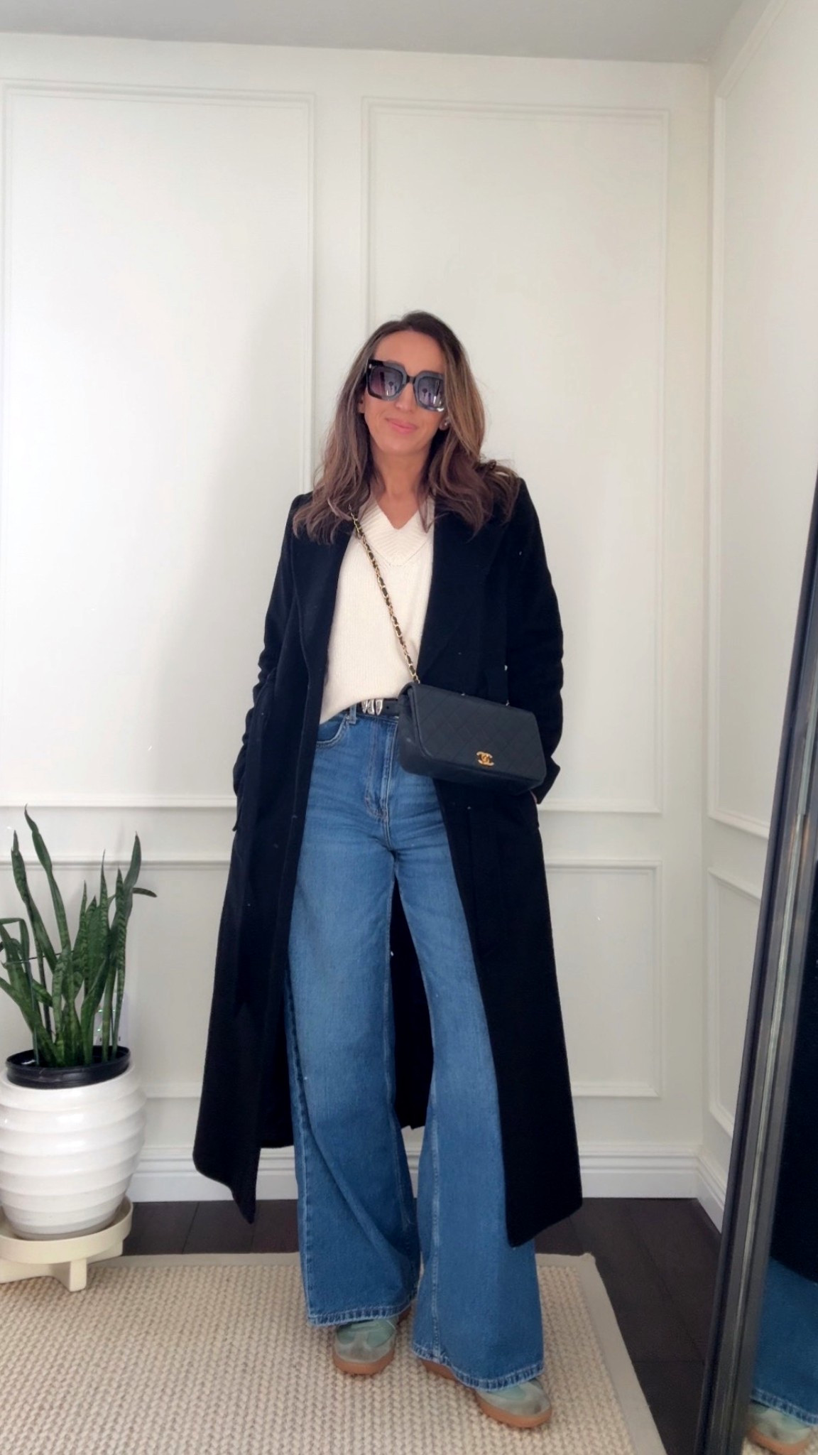 Cashmere sweater in xs - relaxed for. 
Linking some of the best wide leg jeans. 
Coat old - linking simple. 

#LTKOver40 #LTKgrwm