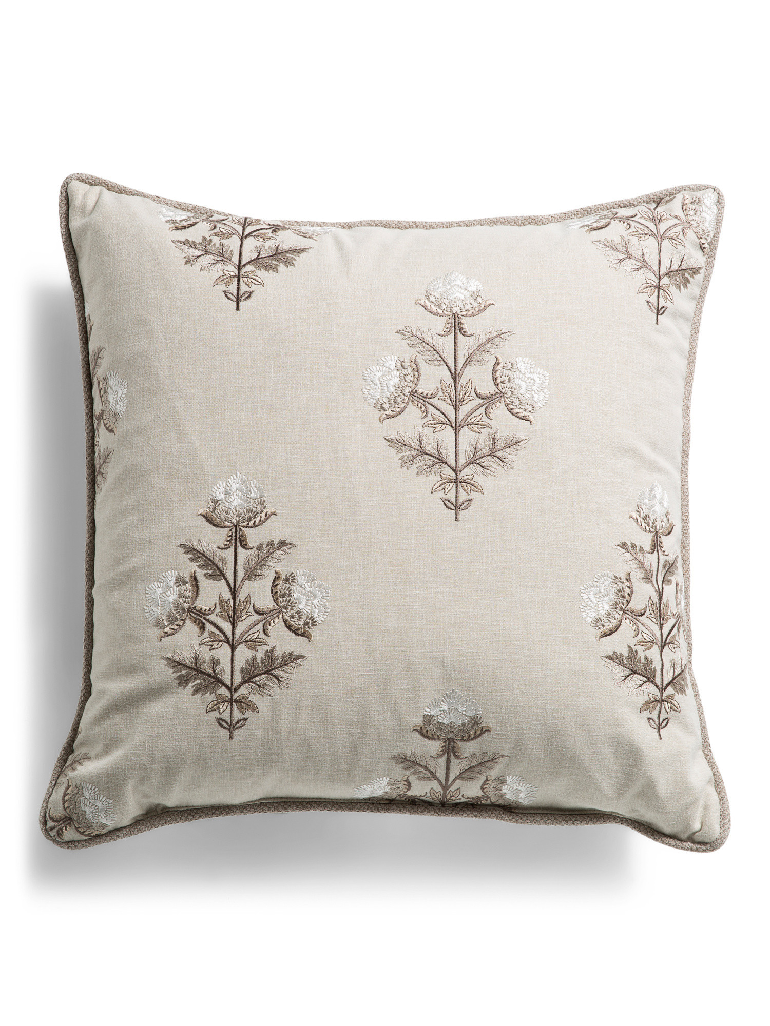 Made In Usa 22x22 Embroidered Floral Oversized Feather Filled Pillow | TJ Maxx