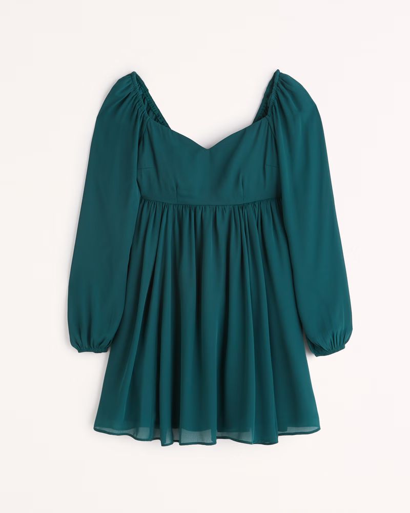 Women's Long-Sleeve Babydoll Mini Dress | Women's New Arrivals | Abercrombie.com | Abercrombie & Fitch (US)