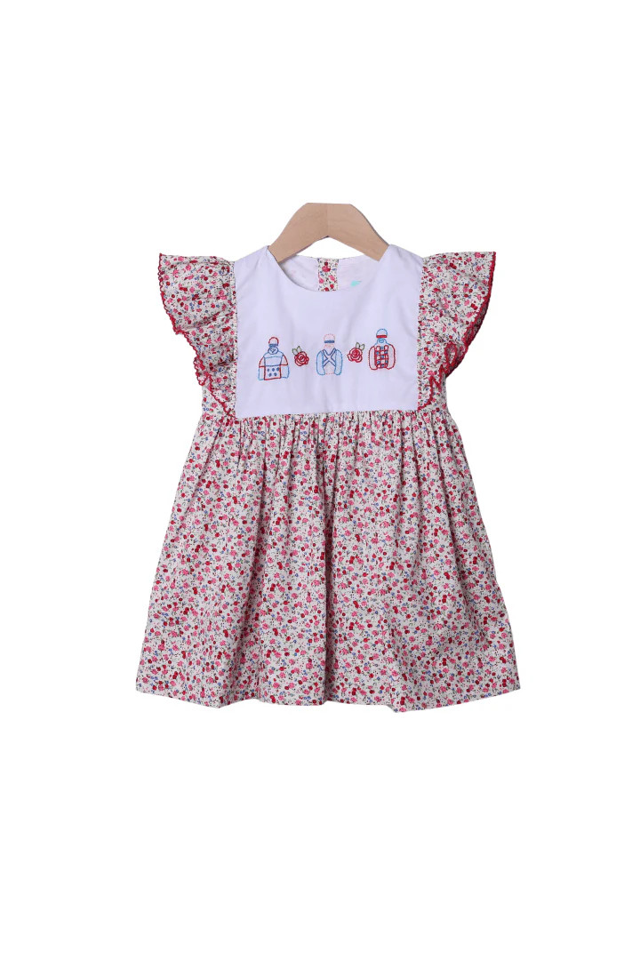 Shadow Embroidered Jockey Silks Floral Dress | The Smocked Flamingo