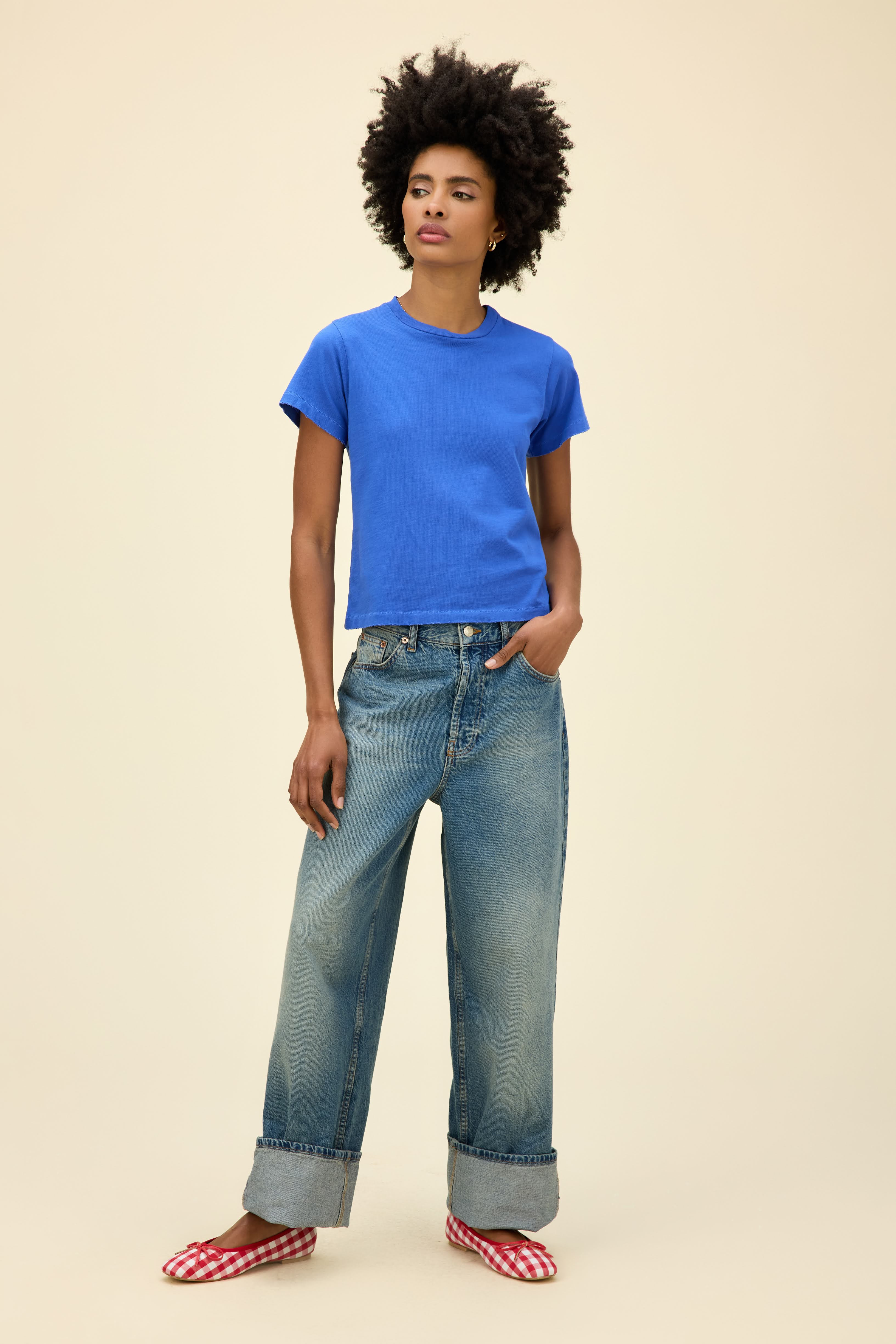 Solid Vintage Tee in Blue | 100% Cotton T-Shirt in Ultra Marine | Daydreamer