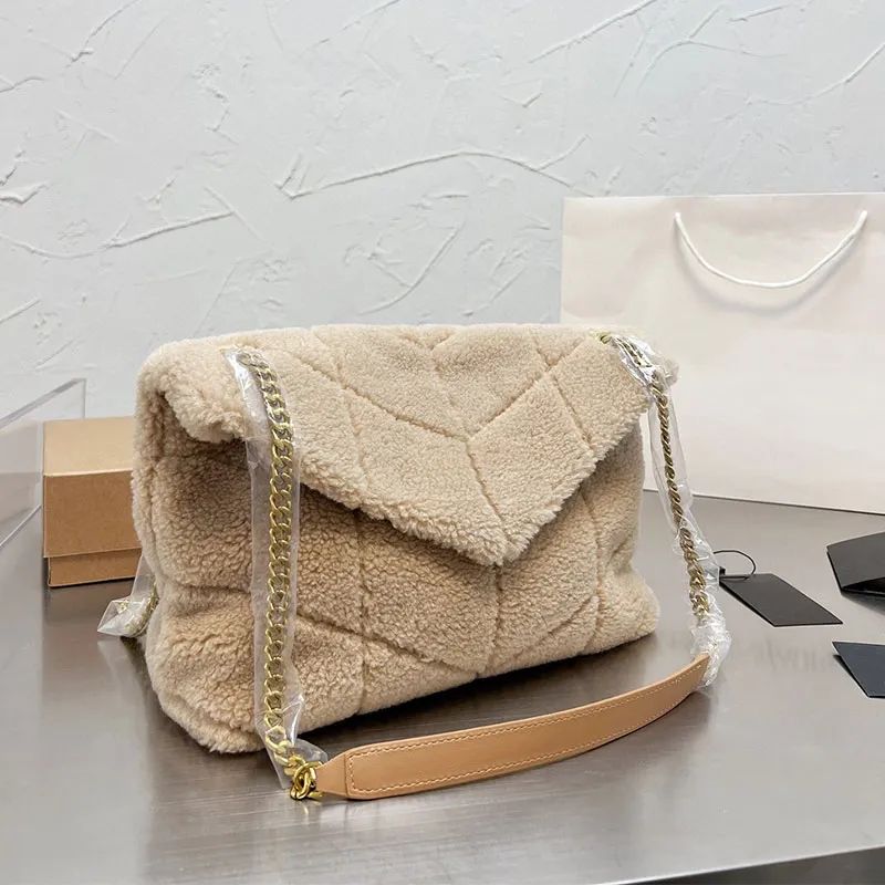 Quilted Messenger Bag Sherpa Fur Handbag Purse Teddy Plush Crossbody Shoulder Bags Genuine Leathe... | DHGate