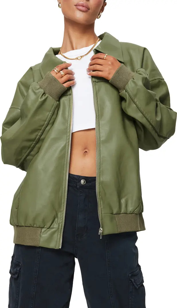 Goldsmith Oversize Faux Leather Bomber Jacket | Nordstrom