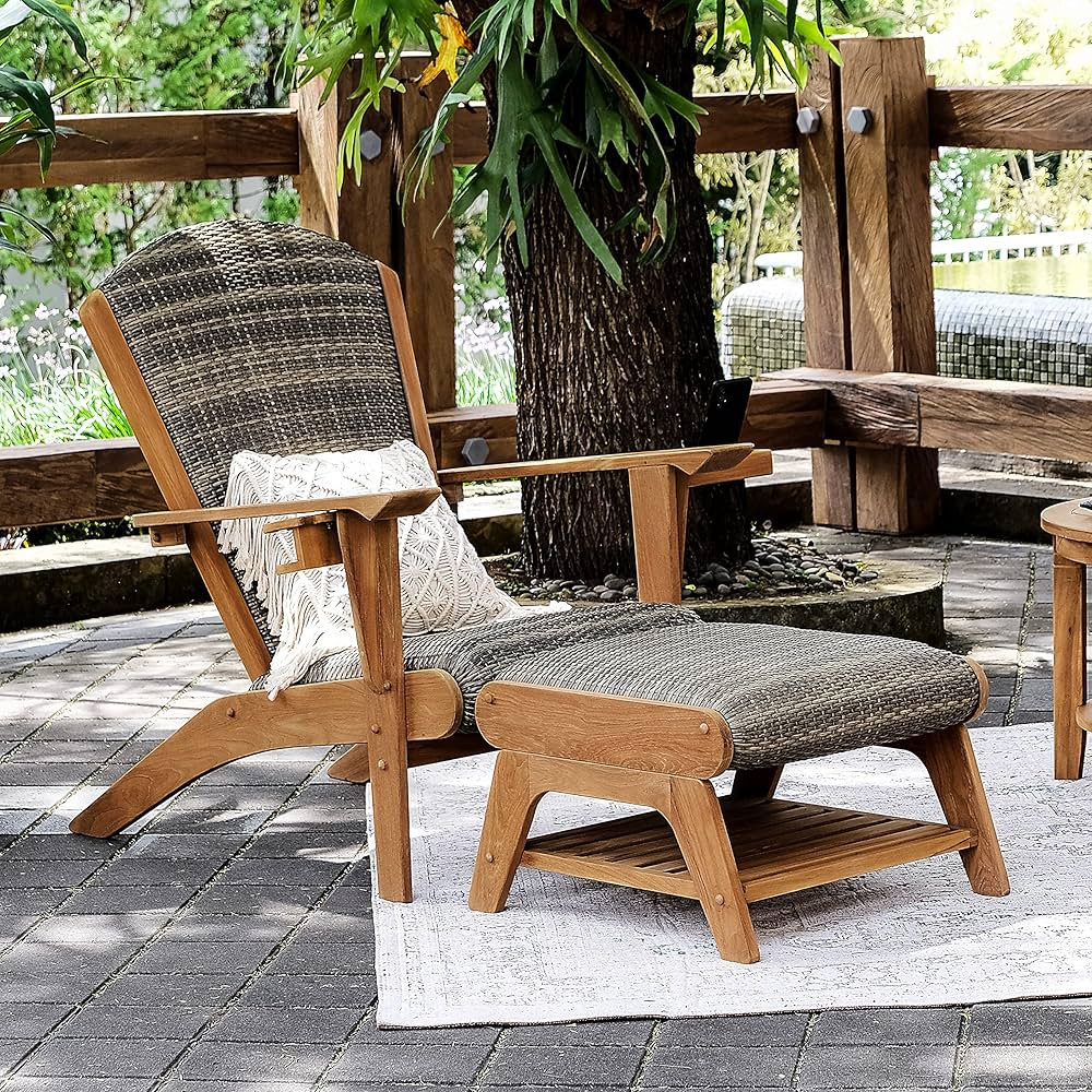 Cambridge Casual Auburn Teak Wood 2 Pieces Padded Upholstered Patio Conversation Set, Adirondack ... | Amazon (US)