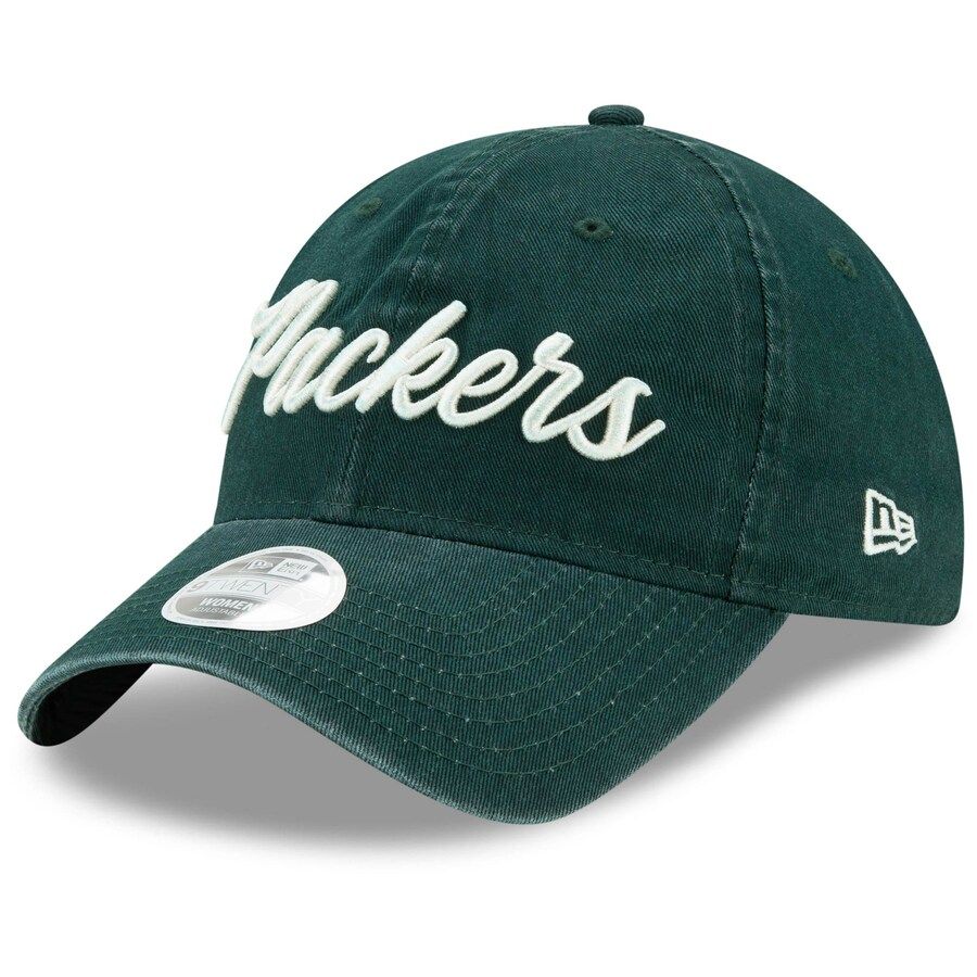 Women's Green Bay Packers New Era Green Team Script 9TWENTY Adjustable Hat | NFL Shop