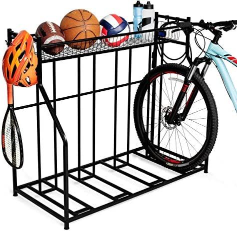 BIRDROCK HOME 4 Bike Stand Rack with Storage – Metal Floor Bicycle Nook – Great for Parking R... | Amazon (US)