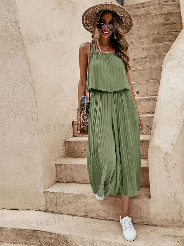 SHEIN LUNE Women's Floral Pleated French Romantic Vacation 2pcs/Set Pants Set | SHEIN