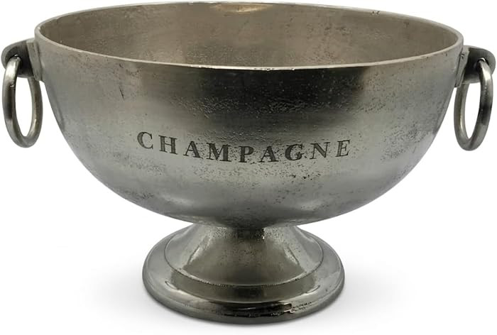 Elegant Large Champagne Ice Bucket on Stand | Nickel Plated Aluminum Wine Cooler with Side Handle... | Amazon (US)