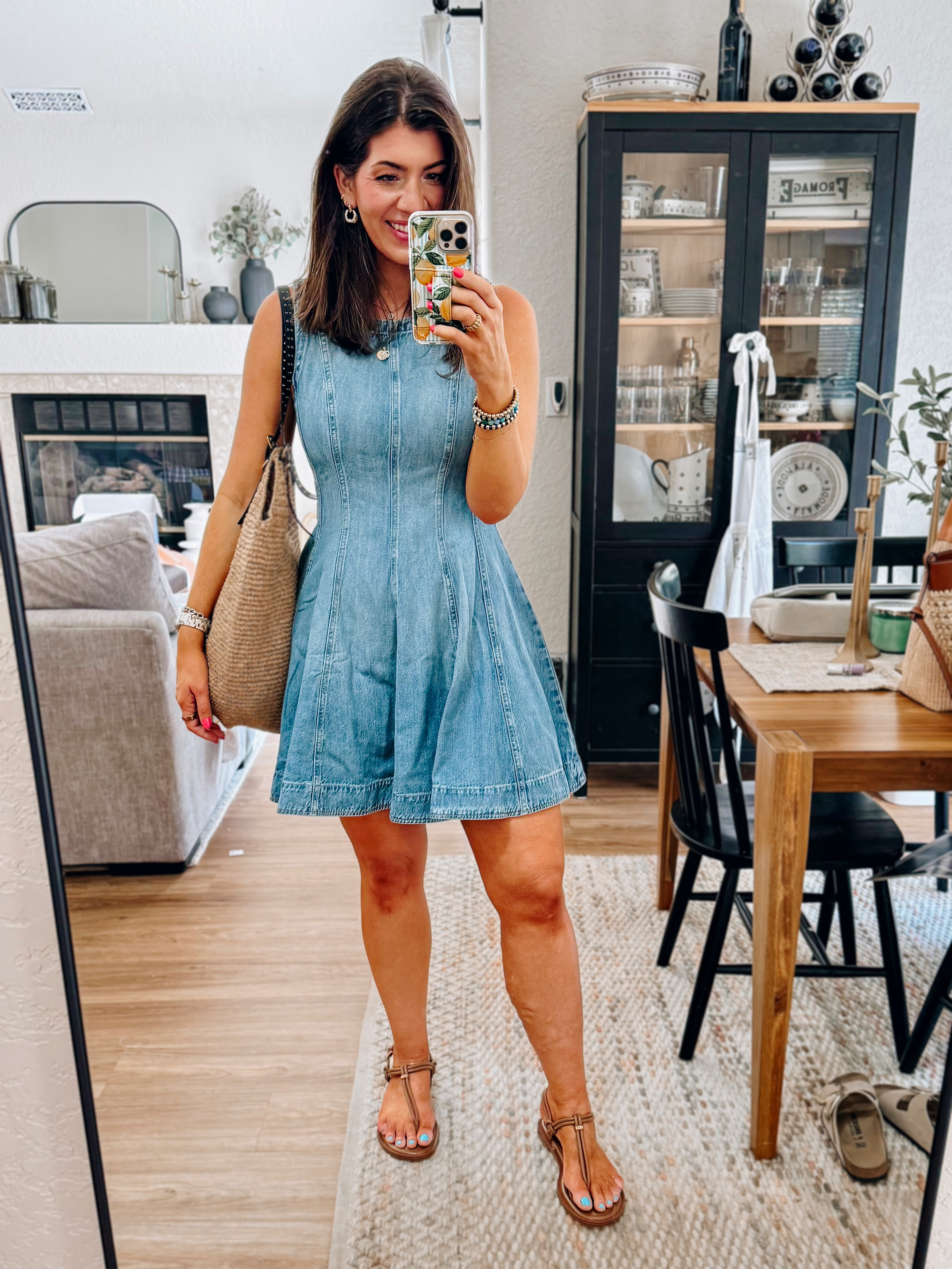 In a medium denim dress 

#LTKWorkwear #LTKFindsUnder100 #LTKMidsize
