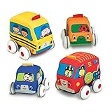 Melissa & Doug K's Kids Pull-Back Vehicle Set - Soft Baby Toy Set With 4 Cars and Trucks and Carr... | Amazon (US)