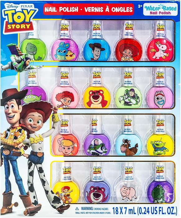 Townley Girl Disney Pixar Toy Story 18-Pack Nail Polish Set, Water-Based Peelable Nail Polish with Glittery, Shimmery and Opaque Colors, Kids Girls | Amazon (US)