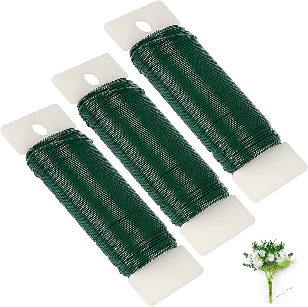 Green Floral Wire 3 Pack 117 Yards 22 Gauge Flexible Paddle Wire for Crafts Christmas Wreaths Tre... | Amazon (US)