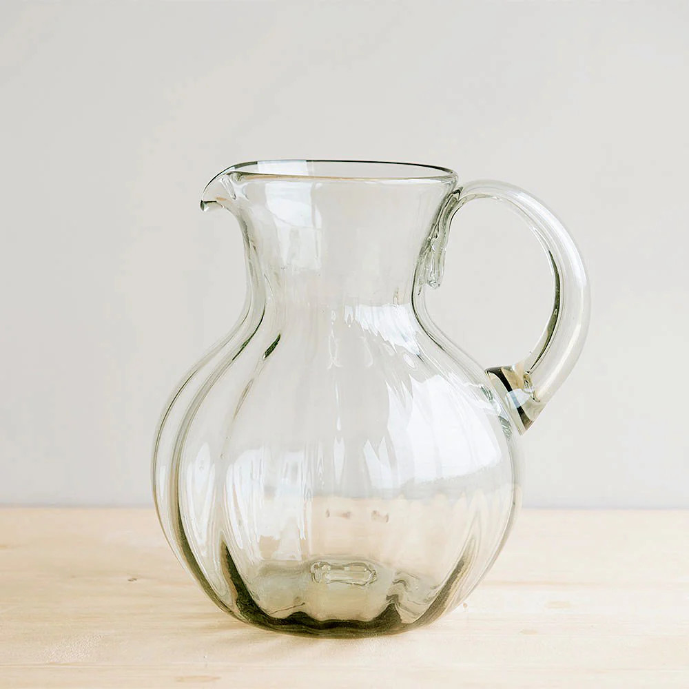 Handblown Round Fluted Glass Pitcher | Roan Iris