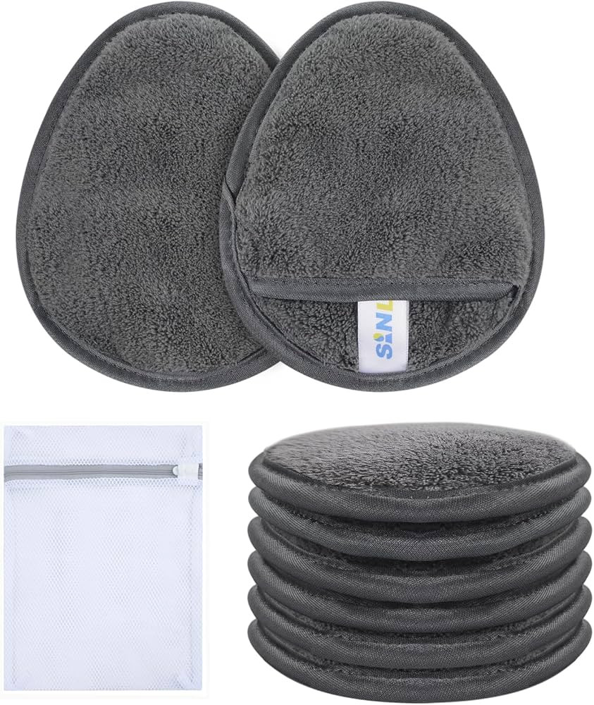 SINLAND Reusable Makeup Remover Pads For Face,Eye,Lips Microfiber Gentle Facial Cleansing Cloths ... | Amazon (US)