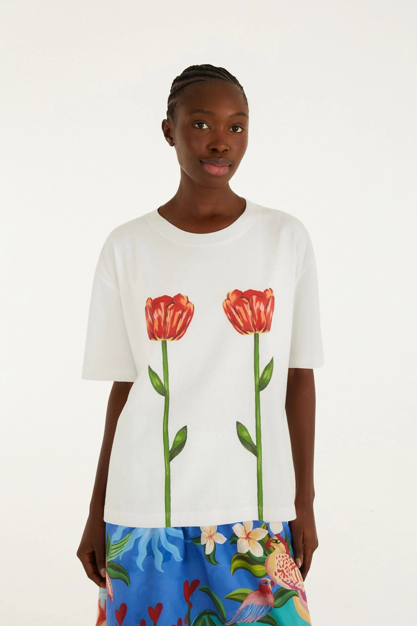 White Tropical Rose Organic Cotton T-Shirt | FARM Rio | FarmRio (US)