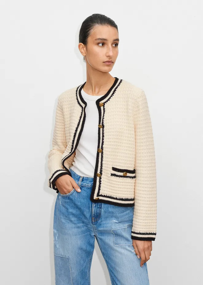Hand-Crochet Trim Bracelet Sleeve Bouclé Jacket | ME + EM