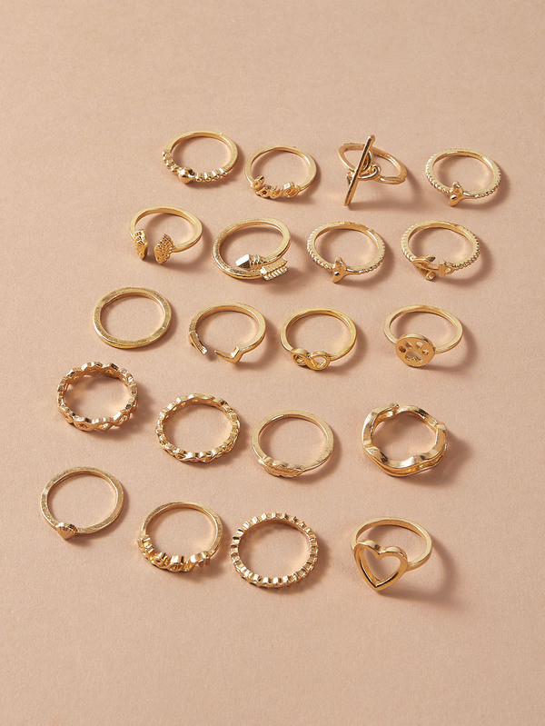 20pcs Heart & Infinity Decor Ring | SHEIN