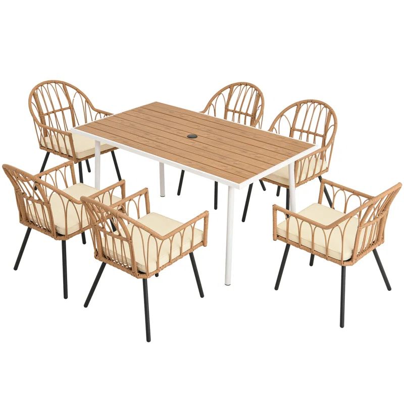 Stromsburg Rectangular 6 - Person Outdoor Dining Set with Cushions | Wayfair North America
