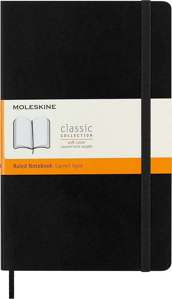 Moleskine Classic Notebook, Soft Cover, Large (5" x 8.25") Ruled/Lined, Black, 192 pages | Amazon (US)