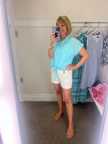 Cute casual summer look! Sailor shorts and tie front top 40% off!


#LTKOver40 #LTKSaleAlert #LTKTravel