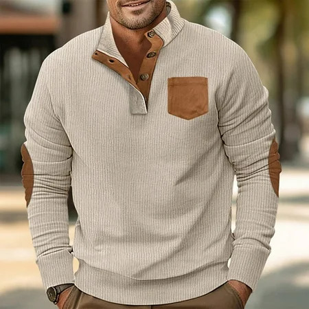 Long Sleeve T Shirt Men Mens Long Sleeve Shirt Long Sleeve Tshirts Shirts For Men Banded Neck Solid Color Men s Workout Long Sleeve Fishing Shirts Sun Protection Dry Fit - M - Beige | Walmart (US)