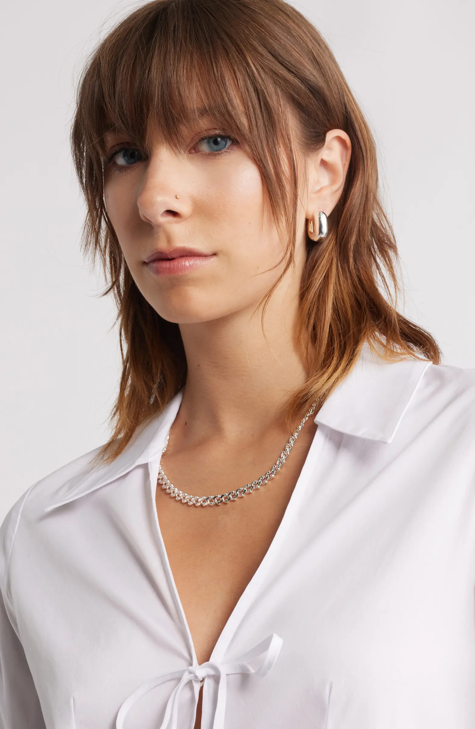 Open Edit Rounded Oval Hoop Earrings | Nordstrom | Nordstrom