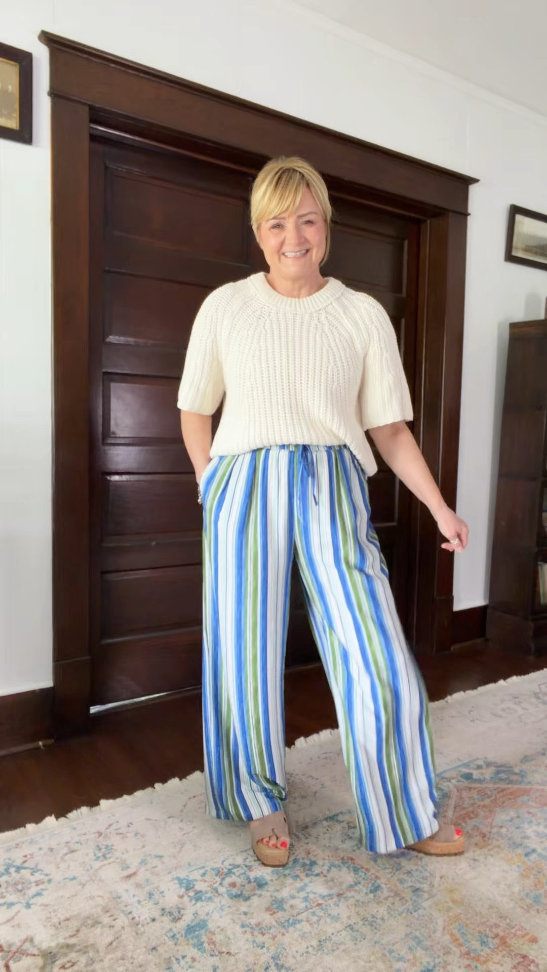 Love these casual pants for warmer weather. They are thinner so I don’t know that I would choose light solid colors in this, but the patterns are perfect and conceal everything!  

#LTKootd #LTKOver40