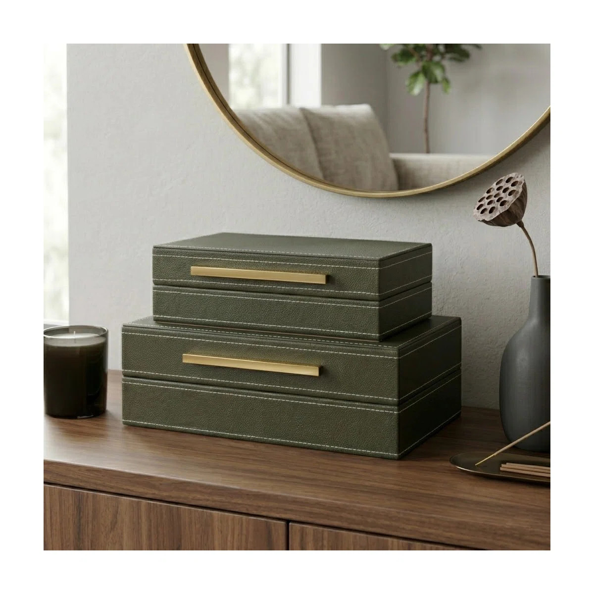 Latiara Decorative Faux Leather Organizer Box With Lid For Home Decor - Modern Keepsake Storage I... | Wayfair North America