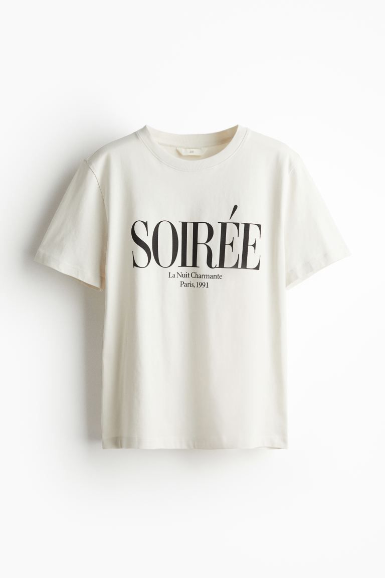 Cotton T-shirt - White/Soirée - Ladies | H&M US | H&M (US + CA)