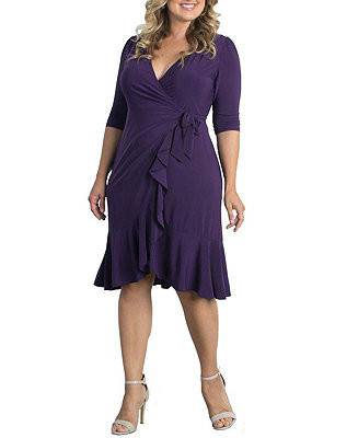 Plus Size Whimsy Ruffled Midi Wrap Dress | Macy's
