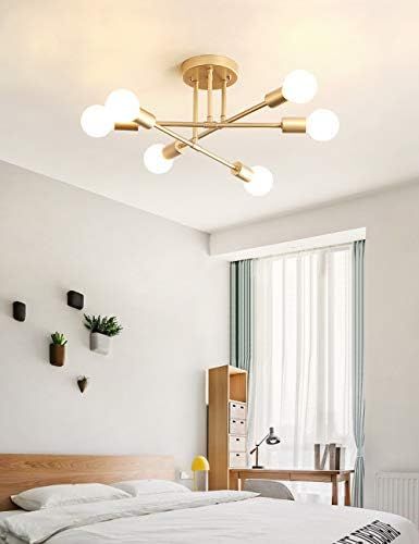Dellemade Modern Sputnik Chandelier, 6-Light Ceiling Light for Bedroom,Dining Room,Kitchen,Office... | Amazon (US)