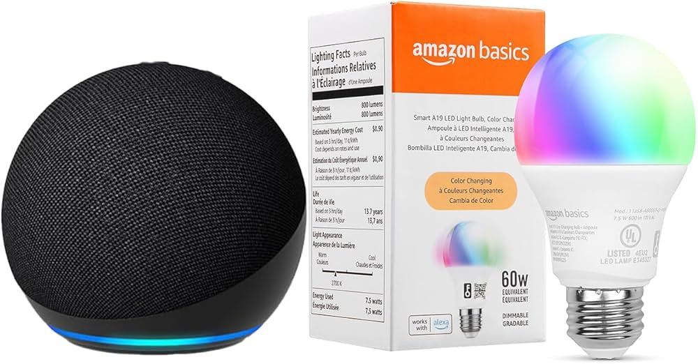 Echo Dot with Amazon Basics Smart Color Bulb | Amazon (US)