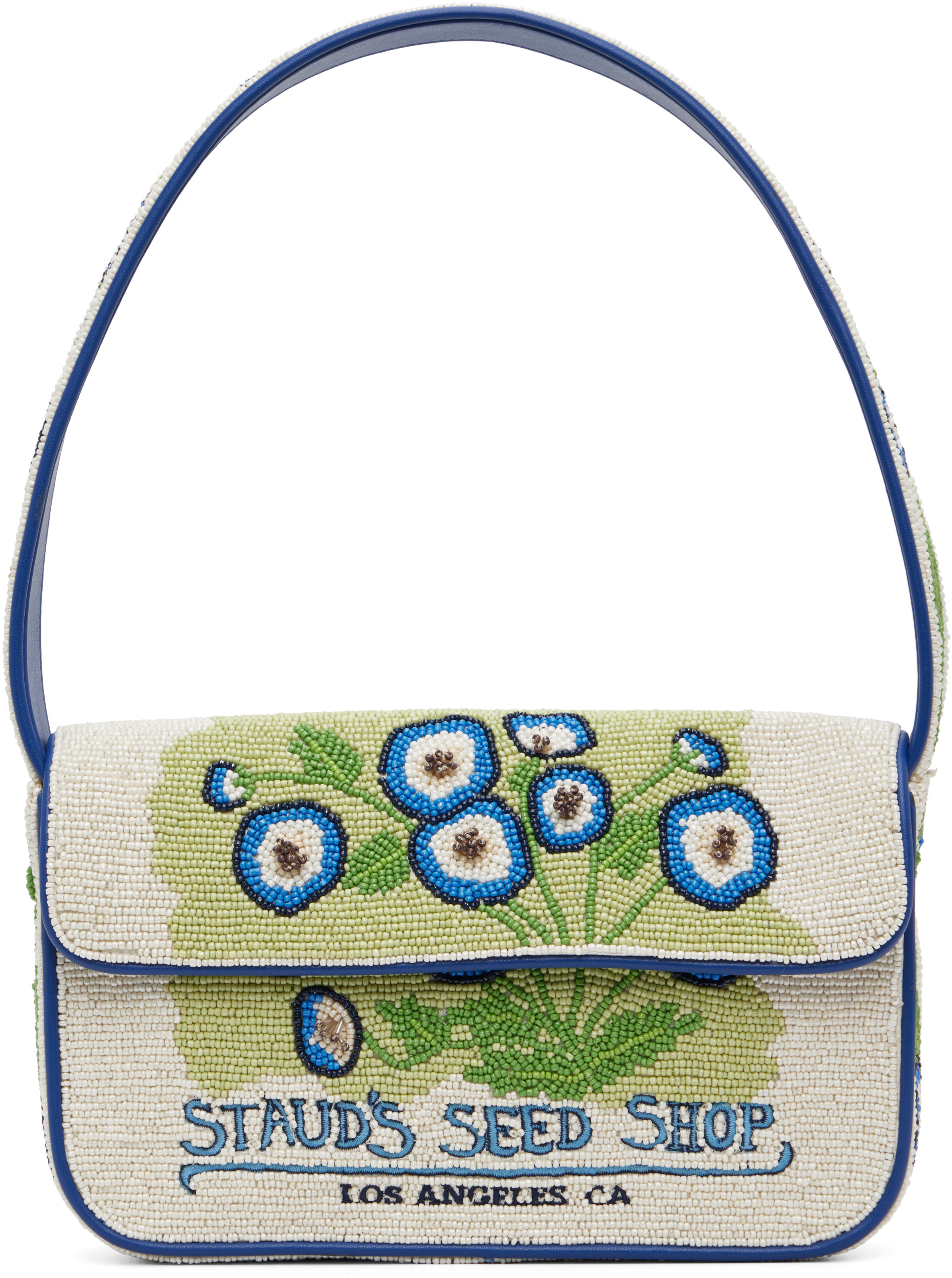 Staud Off-White & Blue Tommy Beaded Bag | SSENSE